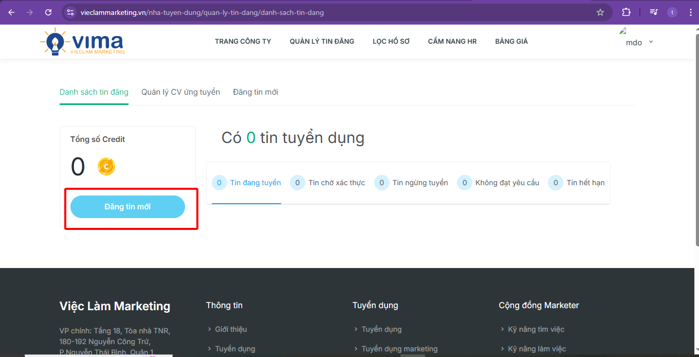 Bước 7: Nhấn “Đăng tin mới”